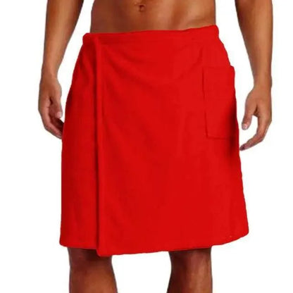 Men Plush Fleece Wrap Spa Gym Bath Wrap Solid Color Classy Design Bathrobes With Pocket Trendy Men&