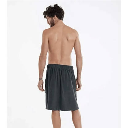 Men Plush Fleece Wrap Spa Gym Bath Wrap Solid Color Classy Design Bathrobes With Pocket Trendy Men&