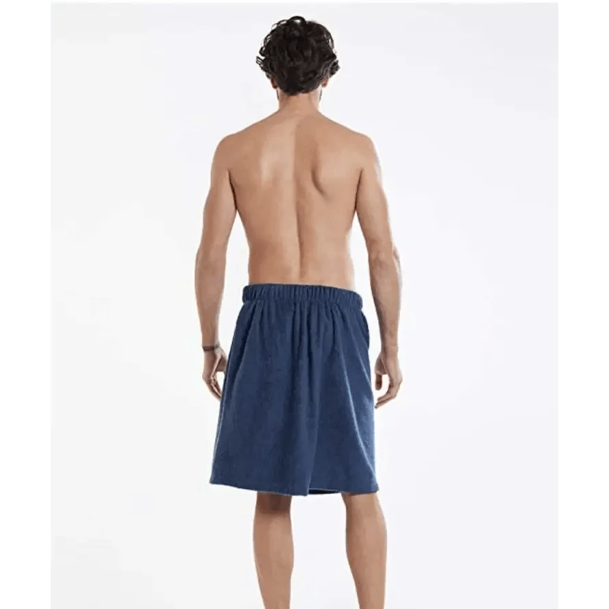 Men Plush Fleece Wrap Spa Gym Bath Wrap Solid Color Classy Design Bathrobes With Pocket Trendy Men&