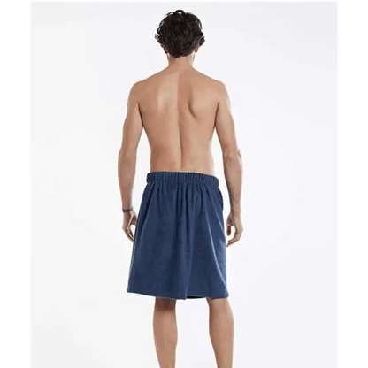 Men Plush Fleece Wrap Spa Gym Bath Wrap Solid Color Classy Design Bathrobes With Pocket Trendy Men&