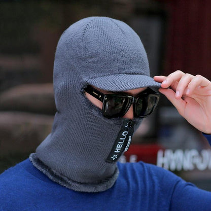 Men Winter Knitted Hat With Zipper New Add Fur Lined Warm Brim Winter Hats For Men Keep Face Ear Warm Balaclava Cap Balaclava Gorgas Bonnet Knitted Hat Windproof Ski Mask Cold Weather Face Mask Motorcycle Balaclava Hood Warmer Winter Sports Cap