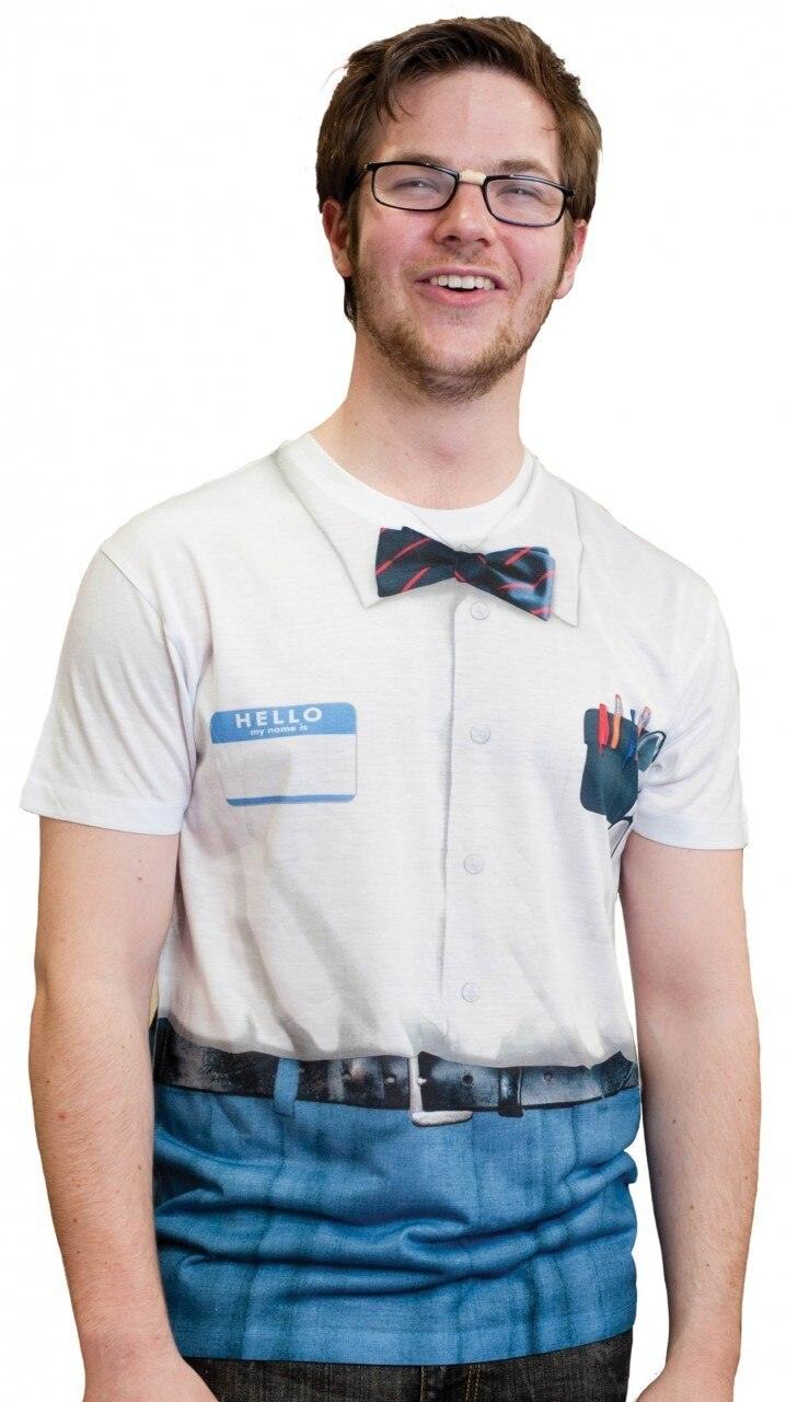Faux Nerd Short Sleeve Adult Unisex Halloween Cosplay Costume Tee