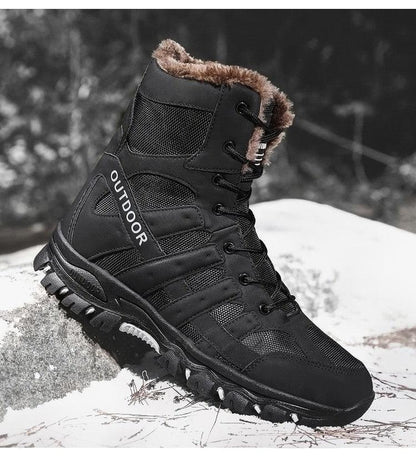 Mens Outdoor Sports Hiking Boots Wear Resisting Work Shoes Footwear Mountain Sport Mid-Cut Black Hiking Boots Outdoor Mountaineering Outdoor Winter Shoes