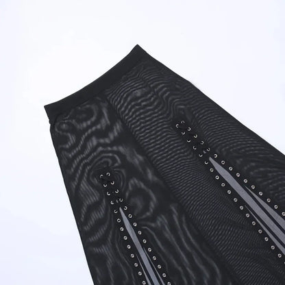 Punk Gothic Eyelet Mesh Skirt