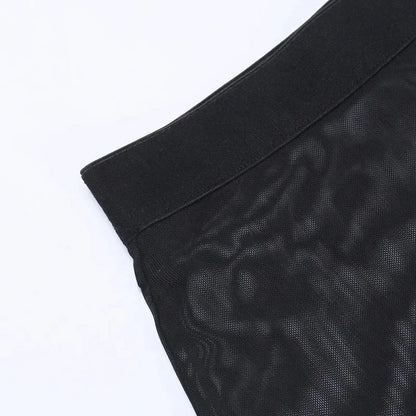 Punk Gothic Eyelet Mesh Skirt