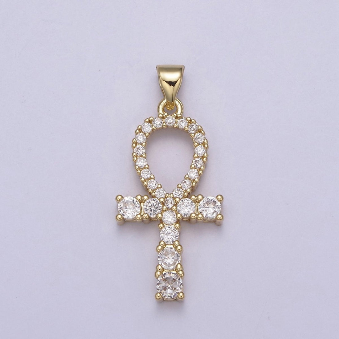 Micro Pave Ankh Pendant 14K Gold Filled Talisman Ankh Cross Charm For Wholesale and Jewelry Supplies H-724
