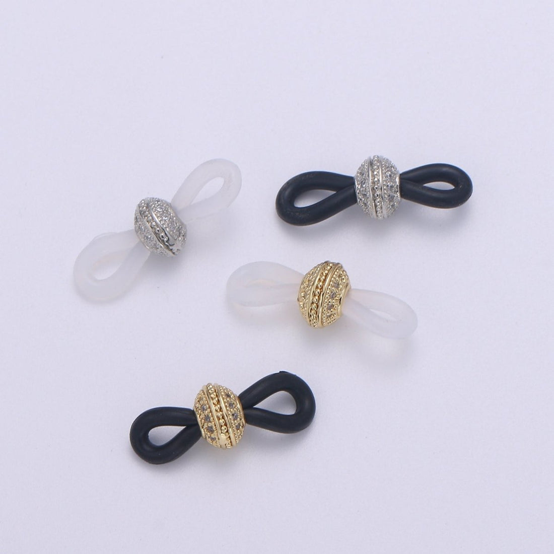 Micro Pave Beads Gold Face Mask cord tip Chain Facemask, glasses, silicone connector, eyewear accessories, jewelry manufacturing K-442 K-443 K-621 K-622