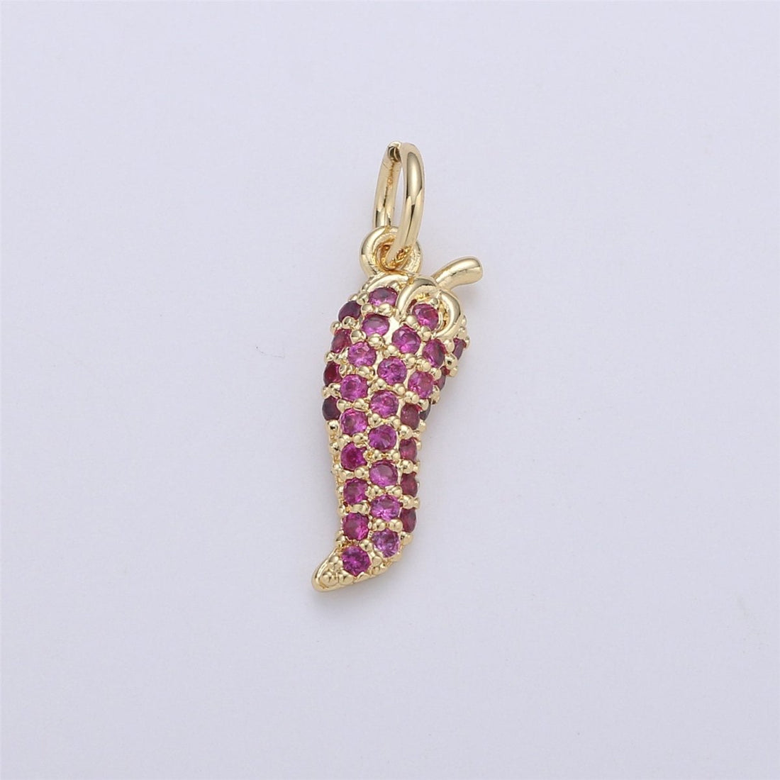 Micro Pave chili Charm necklace pendant red pepper hot pepper chili pepper jewelry statement necklace vegetable miniature food inspired C-907