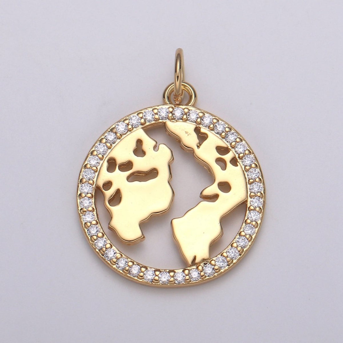 Micro Pave Clear CZ Planet of the Universe Pendant 18K gold Charm, Star Galaxy, World Continent DIY Jewelry Necklace E-590 E-598