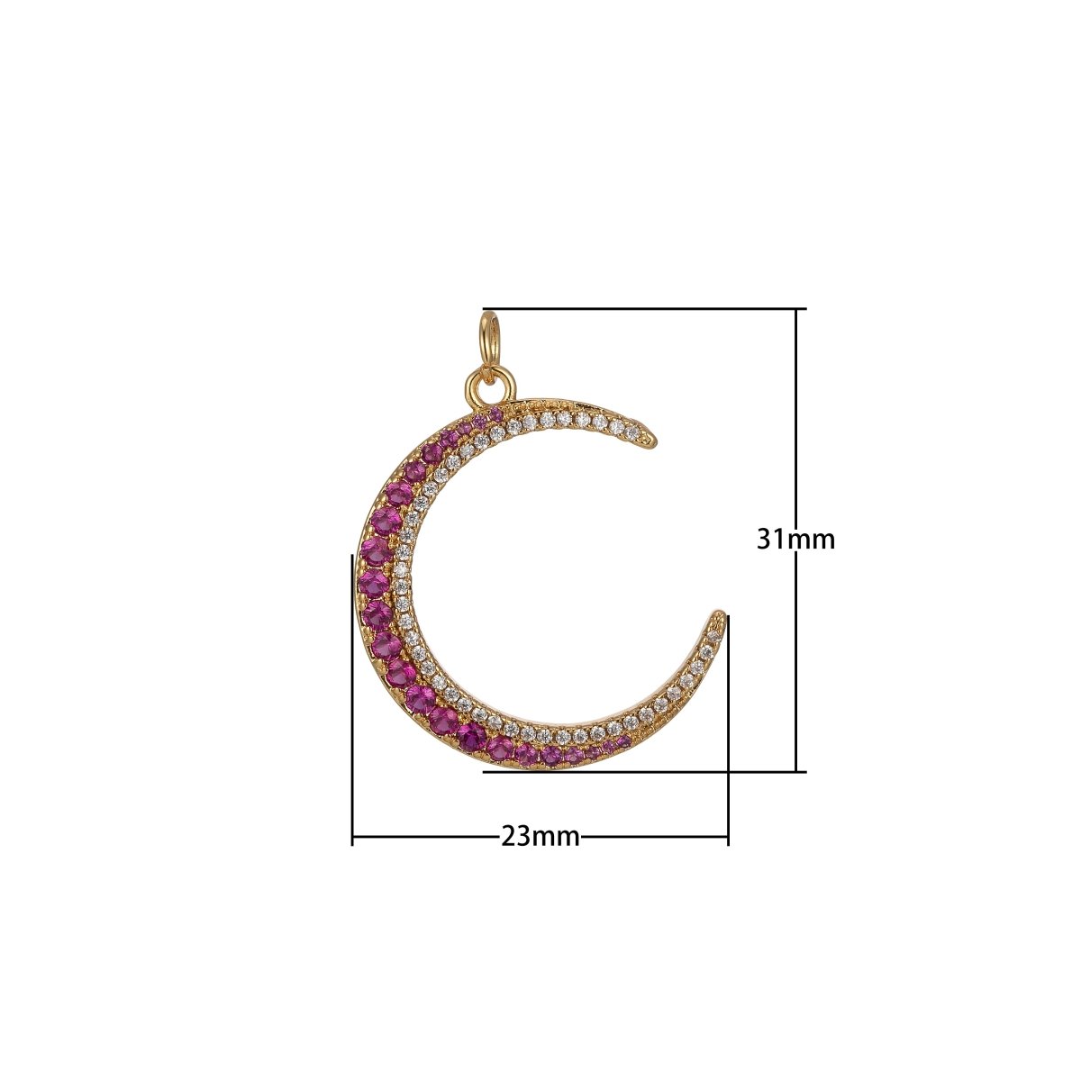 Micro Pave Crescent Moon Charm for Celestial Pendant Jewelry Making E-930 E-931