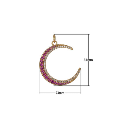 Micro Pave Crescent Moon Charm for Celestial Pendant Jewelry Making E-930 E-931