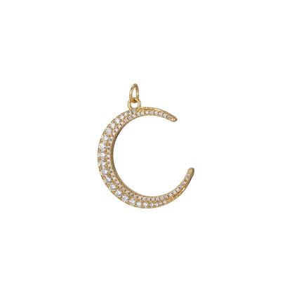 Micro Pave Crescent Moon Charm for Celestial Pendant Jewelry Making E-930 E-931