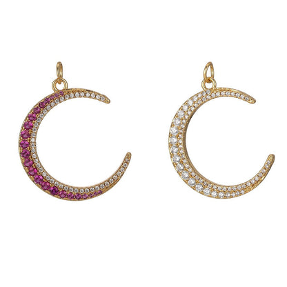 Micro Pave Crescent Moon Charm for Celestial Pendant Jewelry Making E-930 E-931