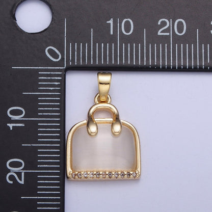 Micro Pave CZ Clear Tiger Eye Purse Suitcase Travel Bag Pendant For Bracelet Necklace Component | X-467