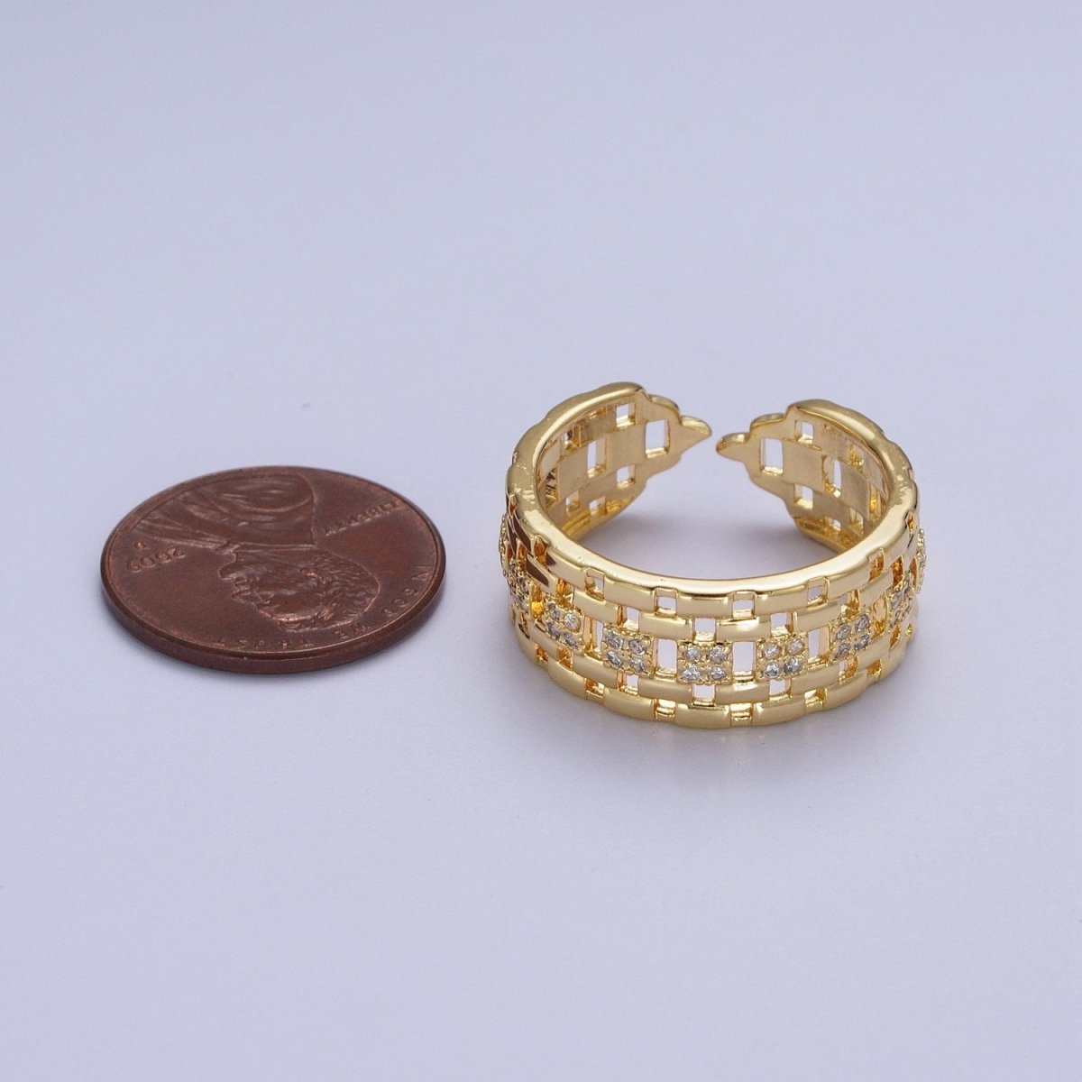 Micro Pave CZ Panther Chain Link Band Ring in Gold &amp; Silver | O-070 O-071