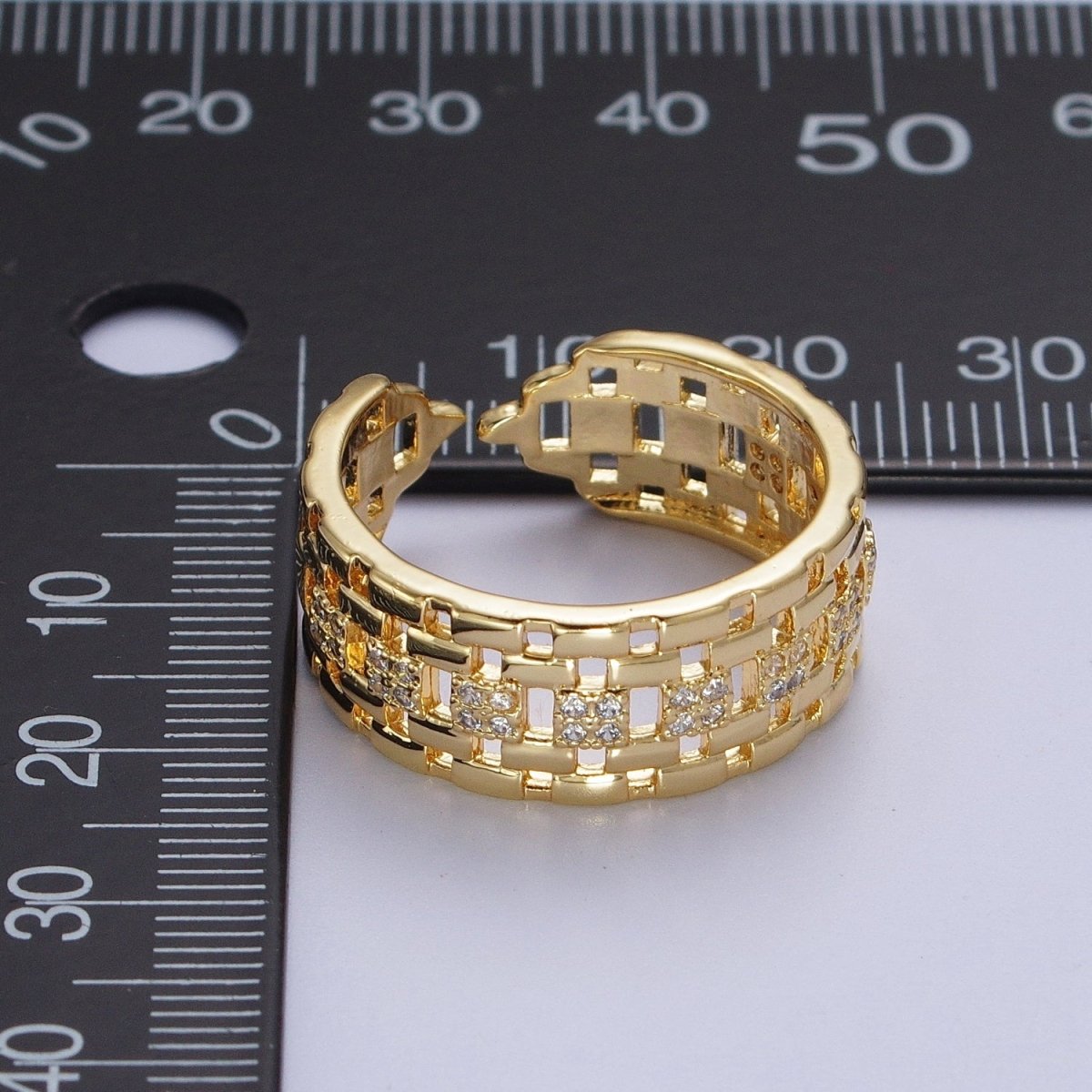 Micro Pave CZ Panther Chain Link Band Ring in Gold &amp; Silver | O-070 O-071