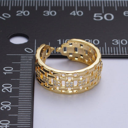Micro Pave CZ Panther Chain Link Band Ring in Gold &amp; Silver | O-070 O-071