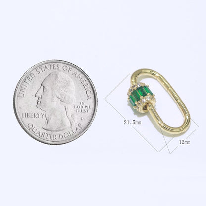 Micro Pave Diamond Heart w/ Screw Mechanism Clasp, Gold Clear Carabiner Snap Lock Supply for heavier chain connector L-334~L-337