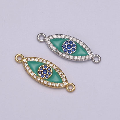 Micro Pave Evil Eye Connector Gold / Silver Eye Connector for Bracelet Link Connector Y-418 -Y-419