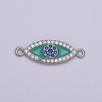 Micro Pave Evil Eye Connector Gold / Silver Eye Connector for Bracelet Link Connector Y-418 -Y-419