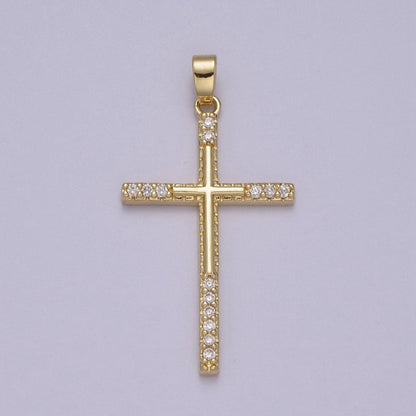 Micro Pave Gold Cross Pendant for Religious Jewelry Making N-600