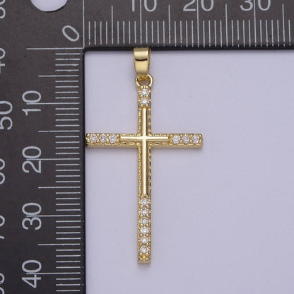 Micro Pave Gold Cross Pendant for Religious Jewelry Making N-600
