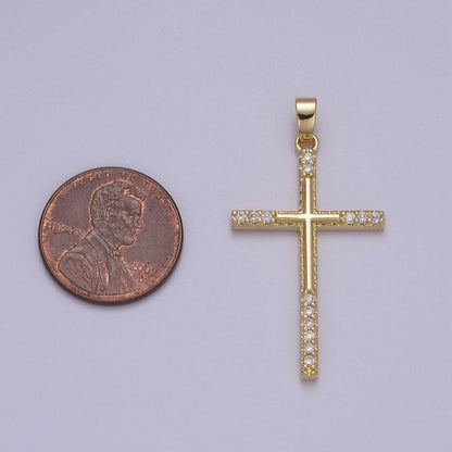 Micro Pave Gold Cross Pendant for Religious Jewelry Making N-600