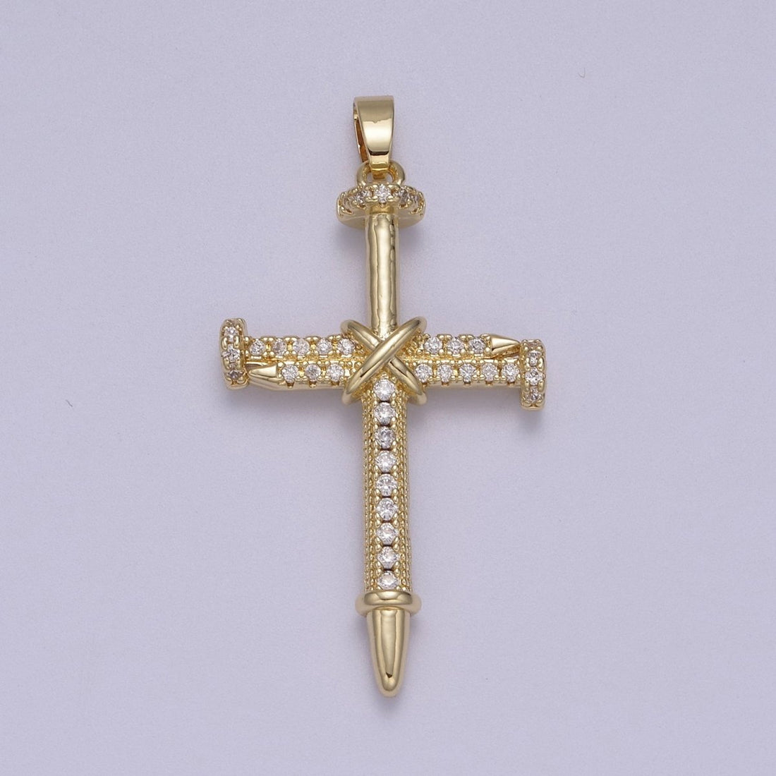 Micro Pave Gold Cross Pendant with Clear / Black Cz Stone N-592 N-593