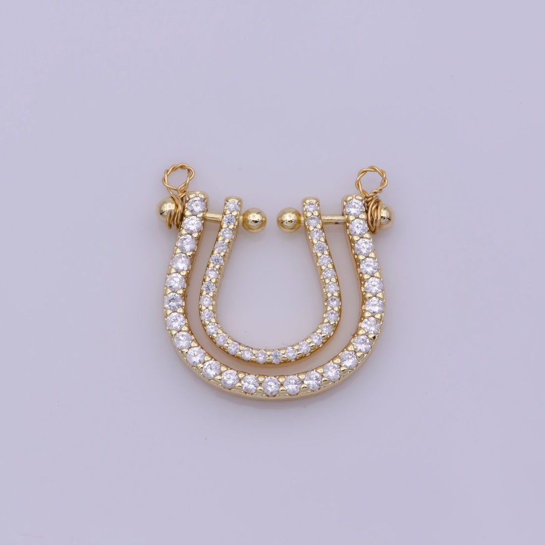 Micro Pave Gold Rainbow Shape Charm for Necklace Pendant Cubic Zirconia Harp Charm Pendant Connector L-333