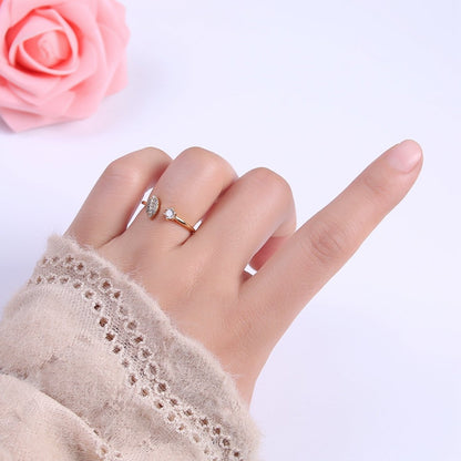 Micro Pave Gold Sharp Angle Oval Open Ring, 16K Gold Filled Crystal Cubic Zirconia CZ Statement Ring, Minimalist Stacking Ring U-434