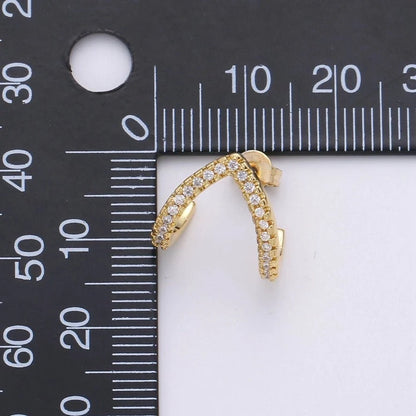 Micro Pave Gold Stud earrings, minimalist earrings triangle huggie earrings for gift K-863