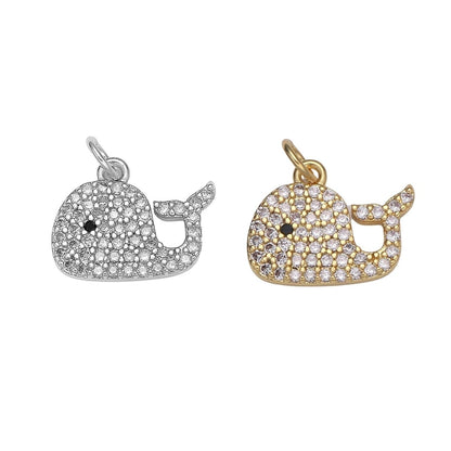 Micro Pave Gold Whale Charm, Bracelet Charm, Necklace Charm, Earring Charm, Ocean Jewelry, Fish,Dolphin ,Mermaid E-593 E-599