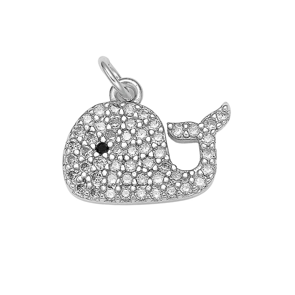 Micro Pave Gold Whale Charm, Bracelet Charm, Necklace Charm, Earring Charm, Ocean Jewelry, Fish,Dolphin ,Mermaid E-593 E-599