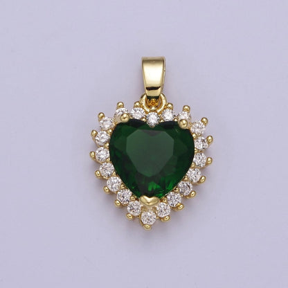 Micro Pave Heart CZ Pendant Charm For Jewelry Necklace Making, J-541 J-543 J-544 J-546