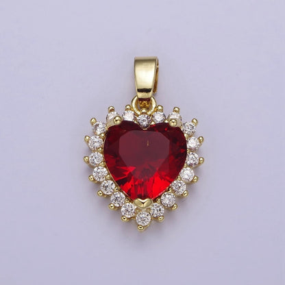 Micro Pave Heart CZ Pendant Charm For Jewelry Necklace Making, J-541 J-543 J-544 J-546