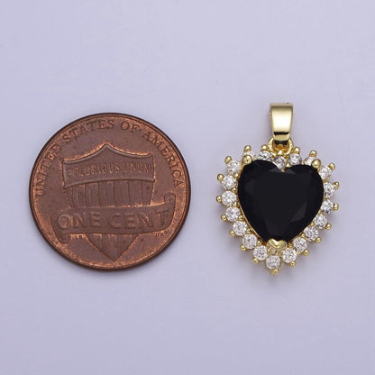 Micro Pave Heart CZ Pendant Charm For Jewelry Necklace Making, J-541 J-543 J-544 J-546