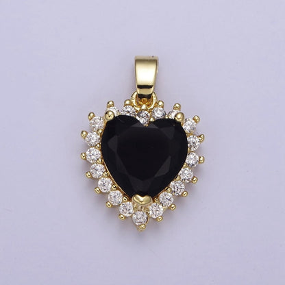 Micro Pave Heart CZ Pendant Charm For Jewelry Necklace Making, J-541 J-543 J-544 J-546