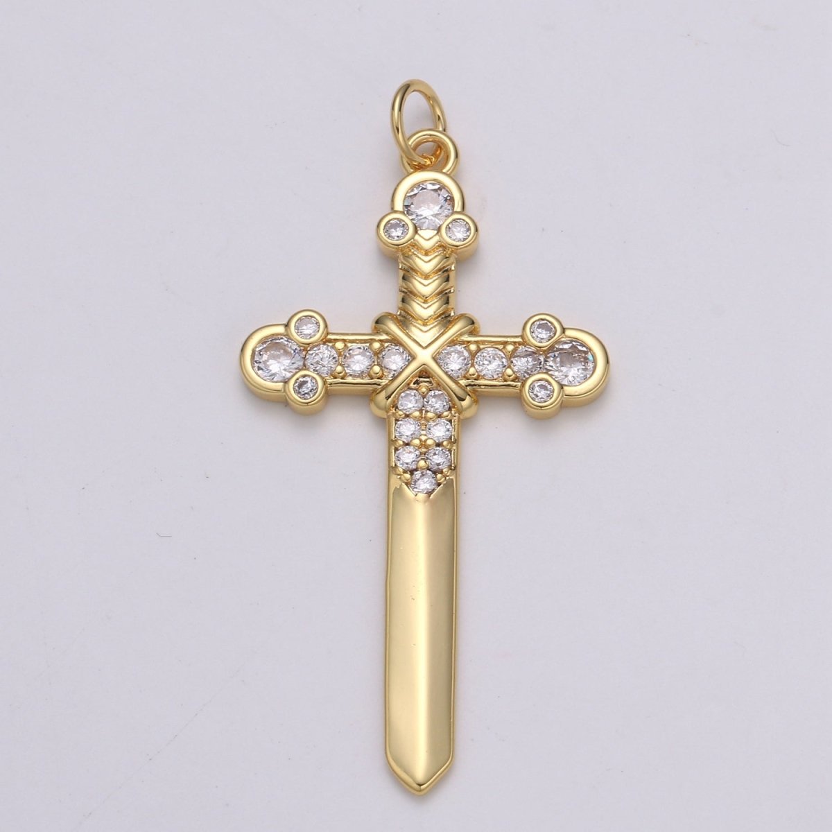 Micro Pave Knight Sword Pendant 14k Gold Fill Sword Charm for Necklace Earring DIY Jewelry Making Accessories E-213