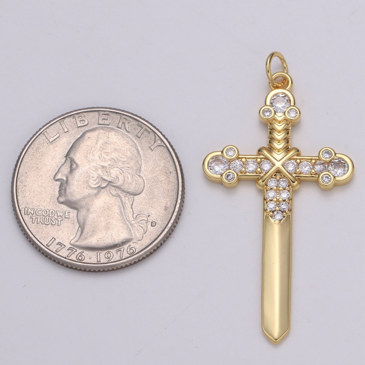Micro Pave Knight Sword Pendant 14k Gold Fill Sword Charm for Necklace Earring DIY Jewelry Making Accessories E-213