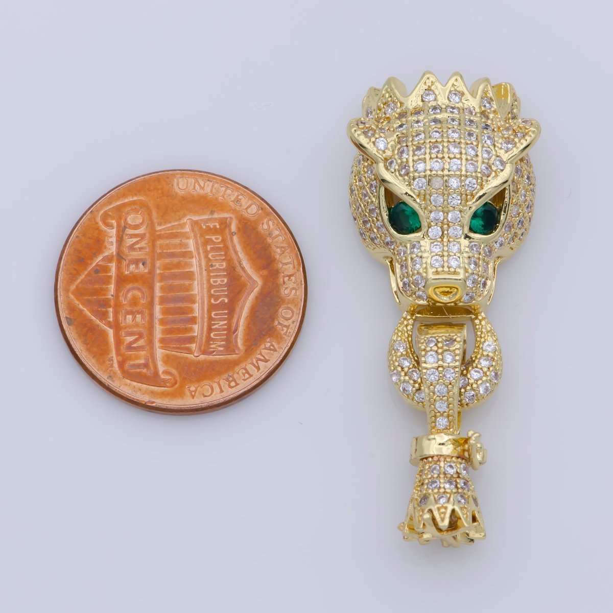 Micro Pave Leopard Clasp Buckle tassel head cap Cubic Panther leopard Animal Clasp for Beading Bracelet Necklace in 24k Gold Filled F-344