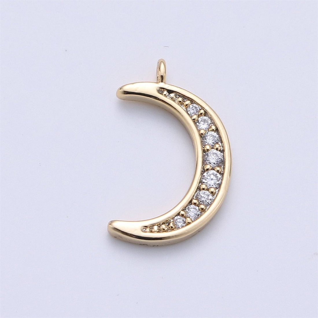 Micro Pave Moon Dainty Crescent Moon Charm Small Moon Pendant 18K Gold Filled Celestial Necklace Earring Bracelet Charm Jewelry MakingC-615