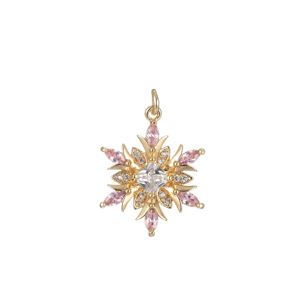 Micro Pave snow Flake Charm for Statement Necklace, Winter Wonderland Inspired Pendant Necklace, DIY Supply Jewelry Gift For Her E-860 E-861