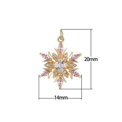 Micro Pave snow Flake Charm for Statement Necklace, Winter Wonderland Inspired Pendant Necklace, DIY Supply Jewelry Gift For Her E-860 E-861