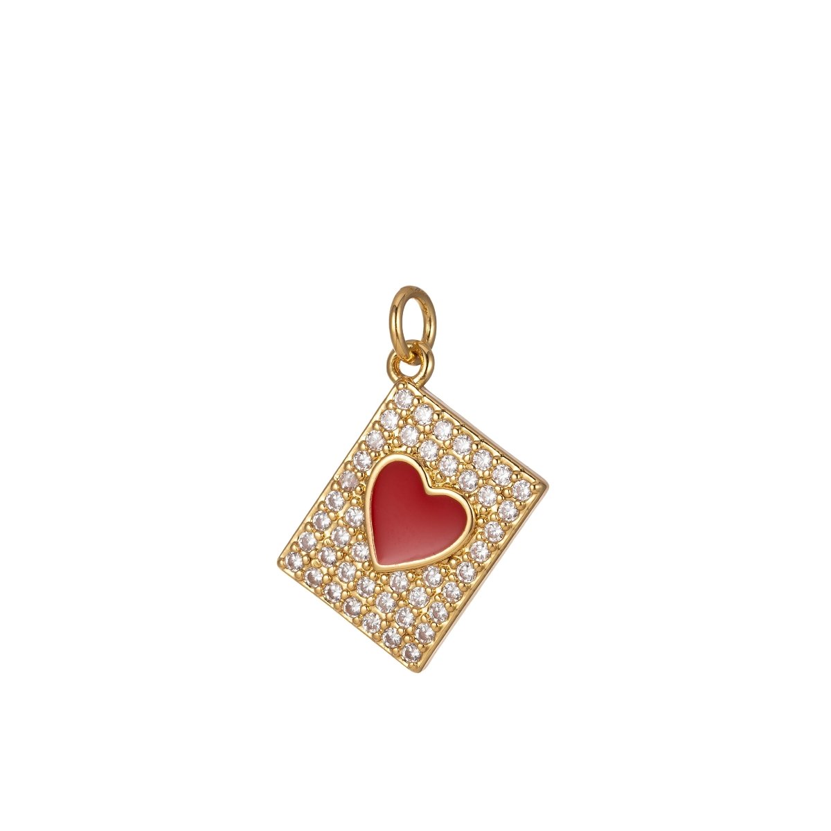Micro Pave Tag Charm Cubic Heart Enamel Pendant E-892-E-898