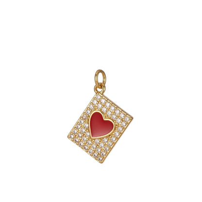 Micro Pave Tag Charm Cubic Heart Enamel Pendant E-892-E-898