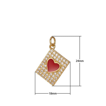 Micro Pave Tag Charm Cubic Heart Enamel Pendant E-892-E-898