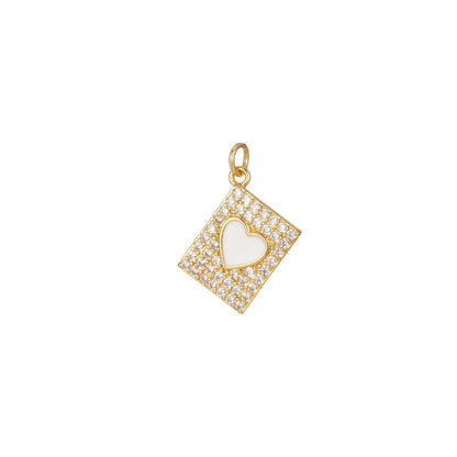 Micro Pave Tag Charm Cubic Heart Enamel Pendant E-892-E-898