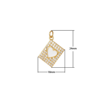 Micro Pave Tag Charm Cubic Heart Enamel Pendant E-892-E-898