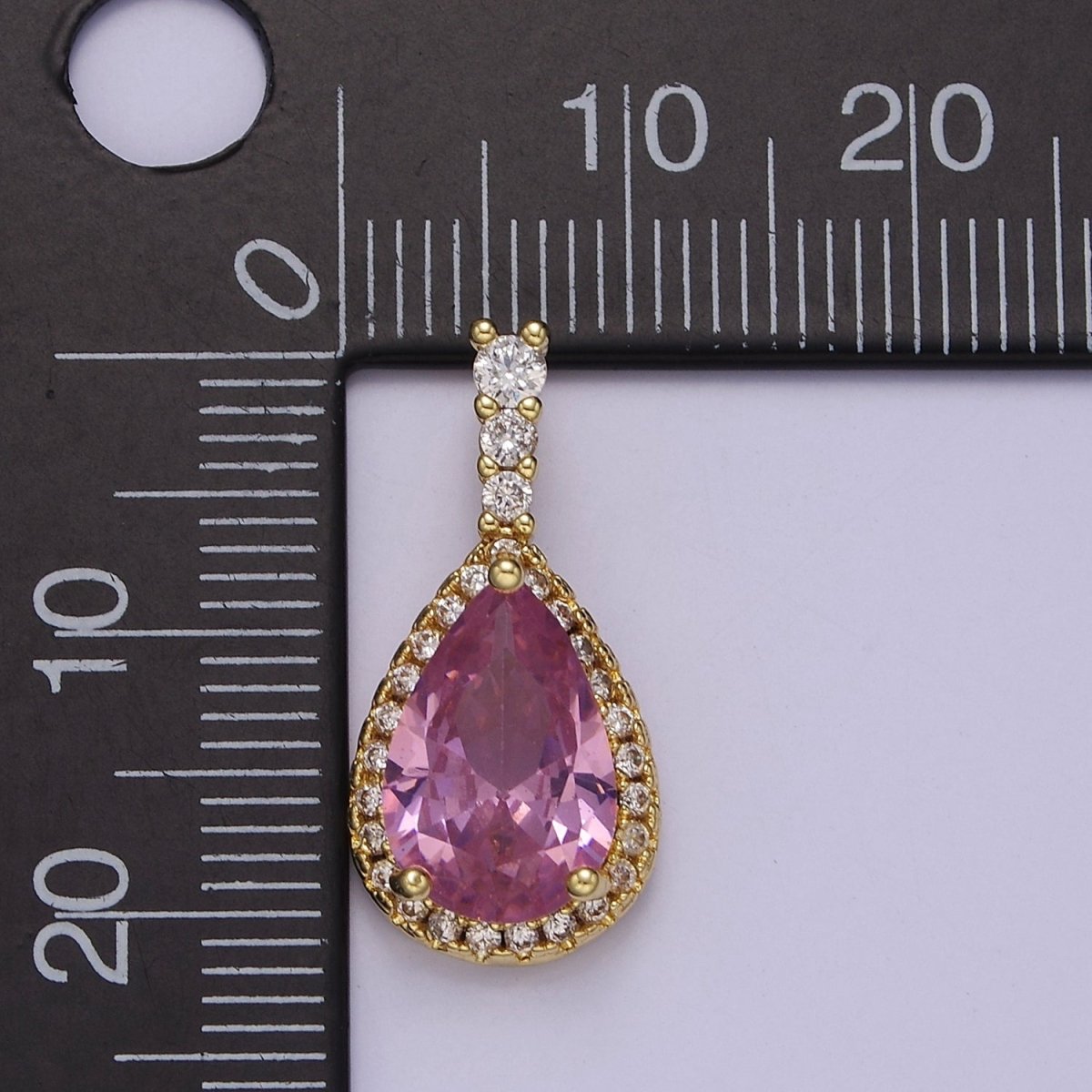 Micro Pave Teardrop Pink, Clear, Black Cubic Zirconia CZ Pendant Charm For Jewelry Necklace Making, J-562 J-564 J-565