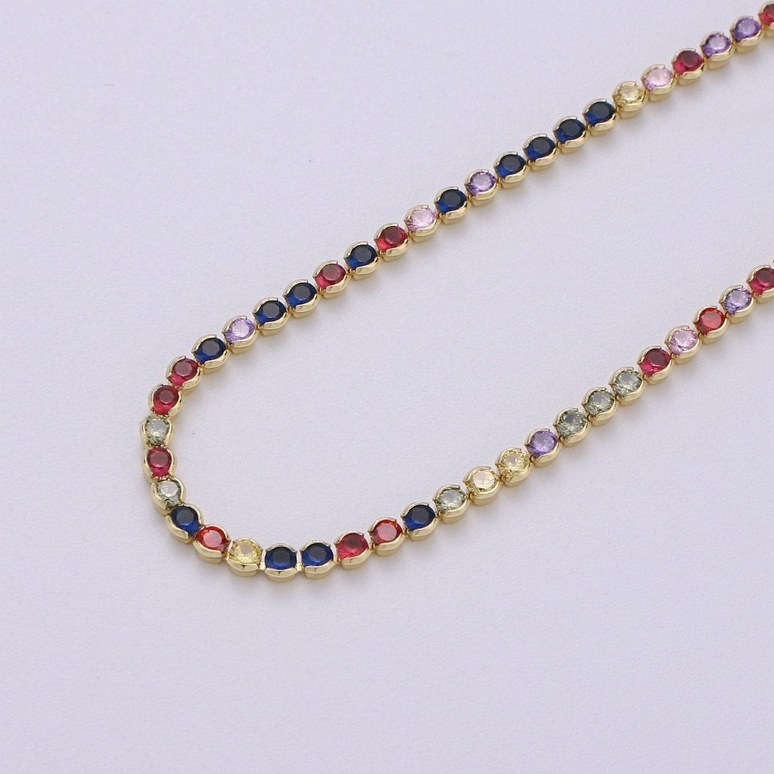 Micro Pave Tennis Chain / 14k Gold Filled / Micro Pave Choker Chain / Tennis Chain Choker Necklace Multi Color Rainbow CZ Chain | CN-779, CN-896  Clearance Pricing